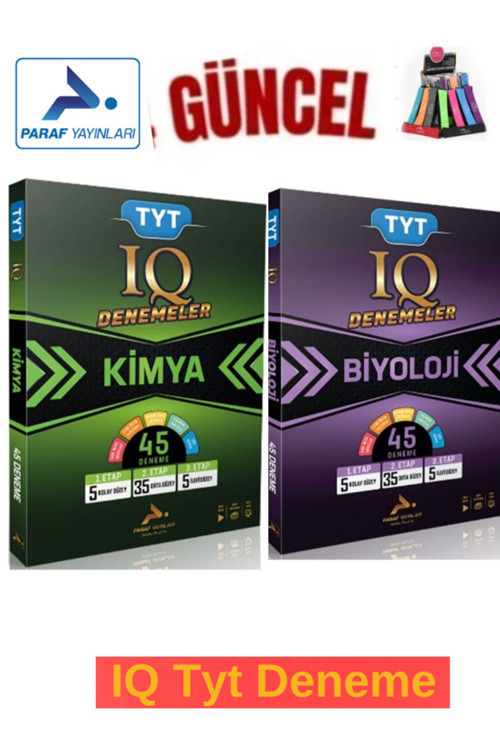 Güncel Paraf Kimya45-Biyoloji45 IQ Deneme Seti+Kalemlik