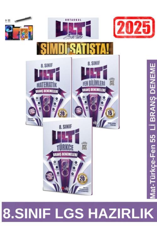 ULTİ YAYINLARI 8.Sınıf Matematik20-Fen15-Türkçe20 li Branş Deneme Seti+Android Kalem