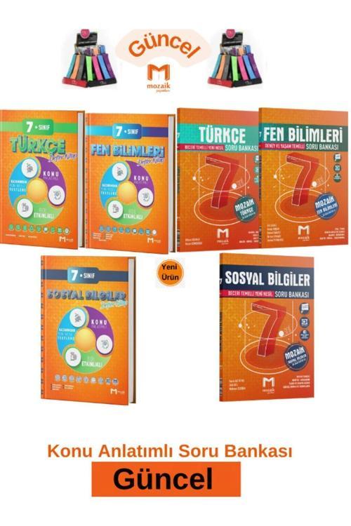 Mozaik 7.Sınıf Fen-Türkçe-Sosyal Konu Anlatım Etkinlikli Defter Kitap-Soru Bankası Seti+Kalemlik