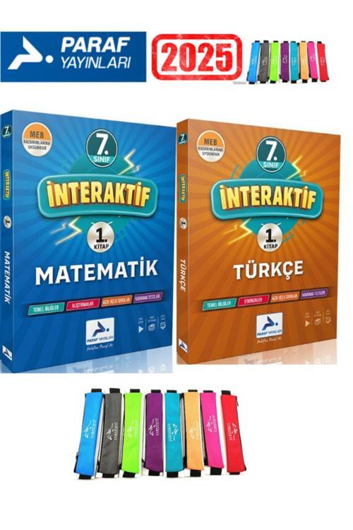 Paraf Yayınları 2025 7.Sınıf İnteraktif Matematik-Türkçe Soru Bankası Seti+Kalemlik