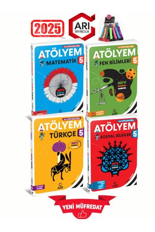 Arı Yayınları 2025 5.Sınıf Atölyem Tüm Dersler 4 Kitap %100 Yeni Konu Özetli Soru Bankası+Kalemlik