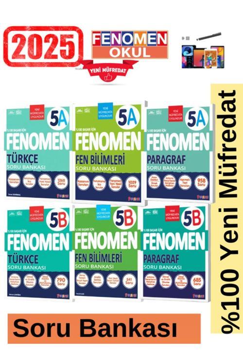 2025 5.Sınıf Türkçe(AB)-Fen(AB)-Paragraf(AB)Kolay-Zor%100 Yeni Müfredat Soru Bankası Seti+Kalem