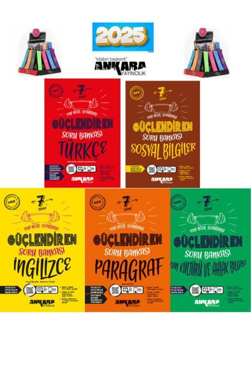 Güncel 7.Sınıf Türkçe-Sosyal-İngilizce-Paragraf-Din(5Kitap)Soru Bankası+Kalemlik