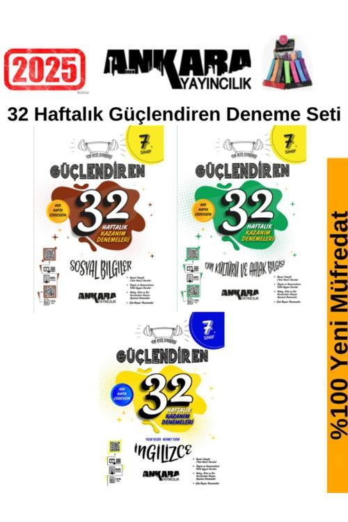 Ankara 7.Sınıf Güçlendiren Sosyal-İngilizce-Din 32 Hafta Deneme Seti+Kalemlik
