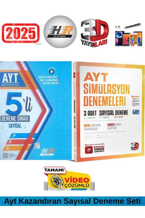 Ayt Sayısal Video Çözümlü 5 Deneme+3D Simulasyon Ayt Sayısal 3 Deneme Seti+Android Kalem