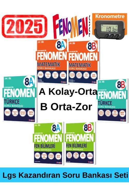 2025 8.Sınıf Lgs  Matematik(AB)-Fen(AB)-Türkçe(AB)- Soru Bankası Seti+Kronometre