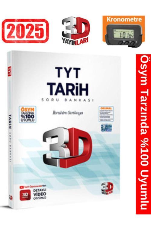 3D Yayınları 2025 Tyt Tarih Video Çözümlü Soru Bankası+Kronometre