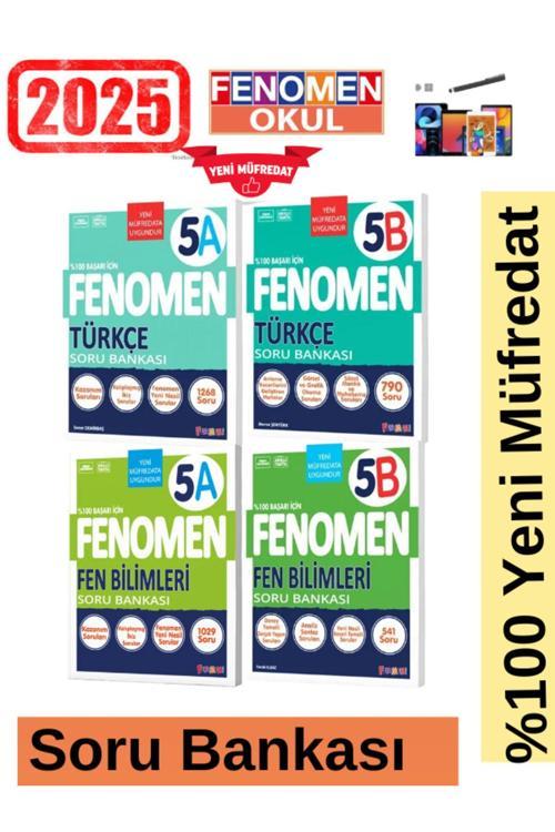 2025 5.Sınıf Türkçe(AB)Kolay-Zor-Fen(AB)Kolay-Zor %100  Yeni Müfredat Soru Bankası Seti+Kalem
