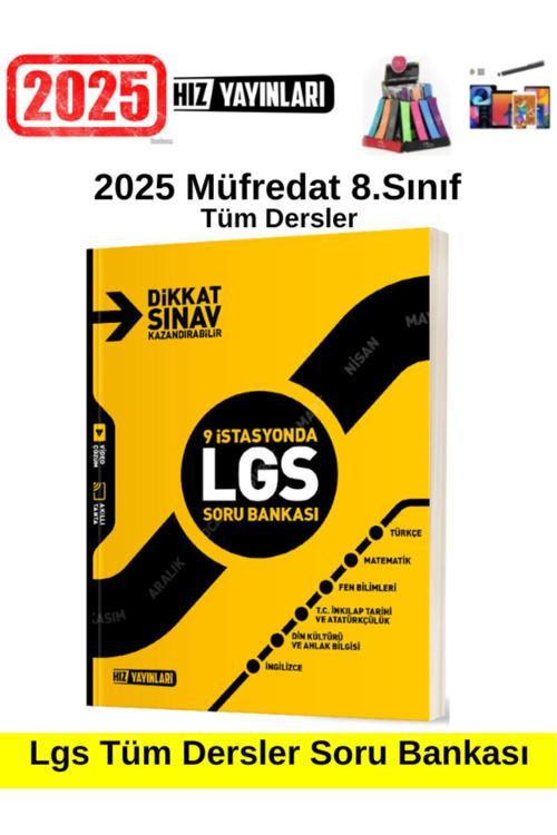 Hız 8.Sınıf Lgs Hazırlık Tüm Dersler 9 İstasyonda Lgs Soru Bankası(1616 Soru)+Kalem+Kalemlik