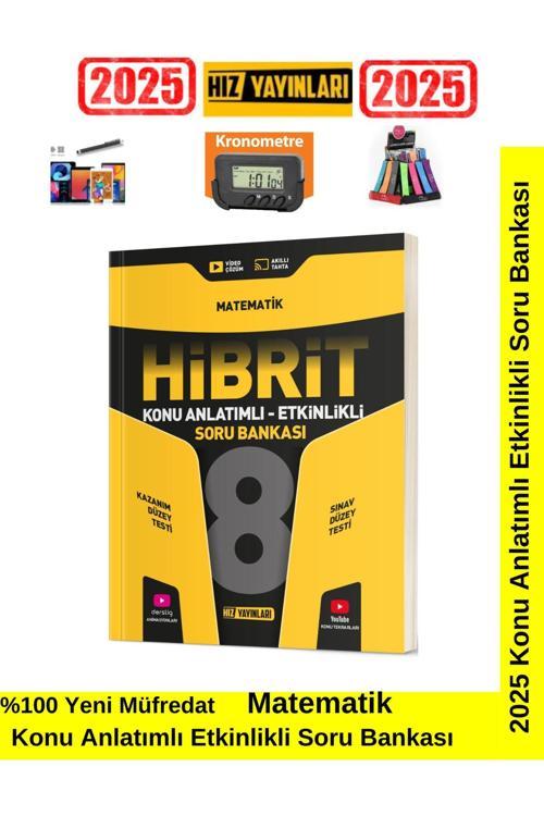 Hız 2025 8.Sınıf Hibrit Matematik Konu Anlatımlı Etkinlikli SoruBankası Kronometre+Kalem+Kalemlik