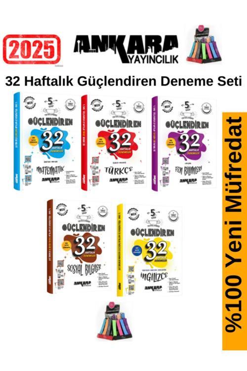 Ankara 5.Sınıf Güçlendiren Mat-Türkçe-Fen-Sosyal-İng. 32 Haftalık Deneme Seti+Kalemlik