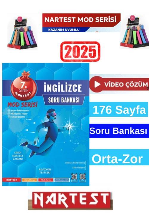 Nartest Yayınları Mod Serisi 2025 7.Sınıf İngilizce Video Çözümlü Soru Bankası+Kalemlik