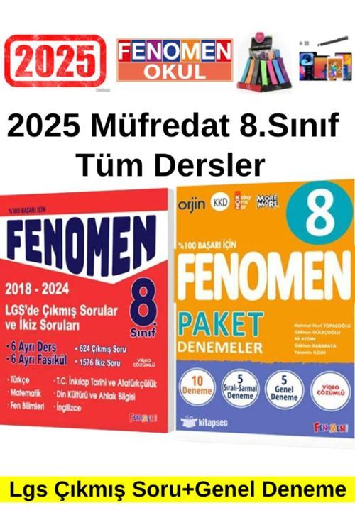 2025 Lgs 8.Sınıf Çıkmışveİkiz Soruları Set+Fenomen Tüm Ders Paket 10 Deneme Seti+Kalem+Kalemlik