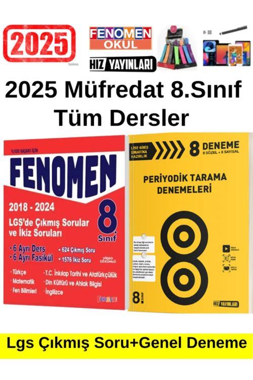2025 Lgs 8.Sınıf Çıkmışveİkiz Soruları Set+Hız Yayın Periyodik Tarama 8 Deneme Seti+Kalem+Kalemlik
