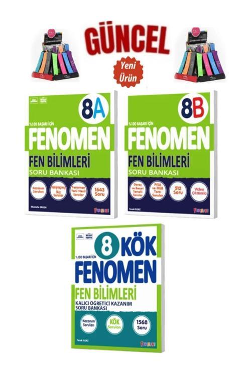 Güncel 8.Sınıf Fen A-B(Kolay-Zor)1643-512 Soru+Fen Bilimlileri Kök Sorular+Cambridge Kalemlik