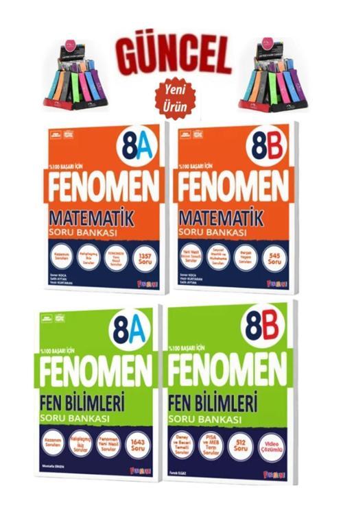 Güncel 8.Sınıf Matematik-Fen Bilimleri (A-B) 1357-545-1643-512(Kolay-Zor)4 Kitap+Kalemlik
