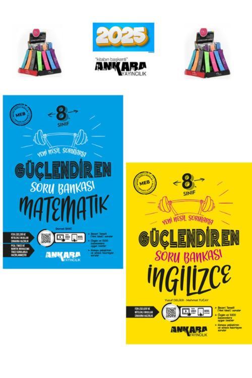 Güncel 8.Sınıf Lgs Hazırlık Güçlendiren İngilizce-Matematik  Soru Bankası Seti(2Kitap)+Kalemlik