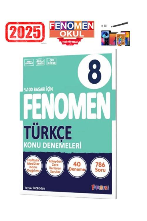 2025 8.Sınıf Türkçe Konu Denemeleri 40 Deneme(786 Soru)Kolaydan Zora+Kalem