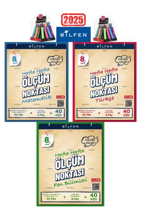 2025 8.Sınıf Mat-Türkçe-Fen Hafta Hafta Ölçüm Noktası Uygulamalı Soru-Deneme Seti+Kalemlik