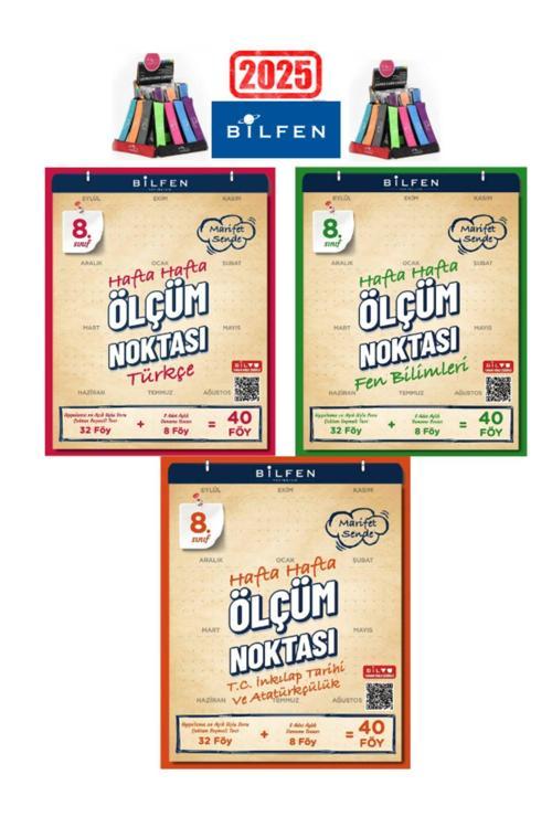 2025 8.Sınıf Türkçe-Fen-İnk.Tarihi  Hafta Hafta Ölçüm Noktası Uygulamalı Soru-Deneme Seti+Kalemlik