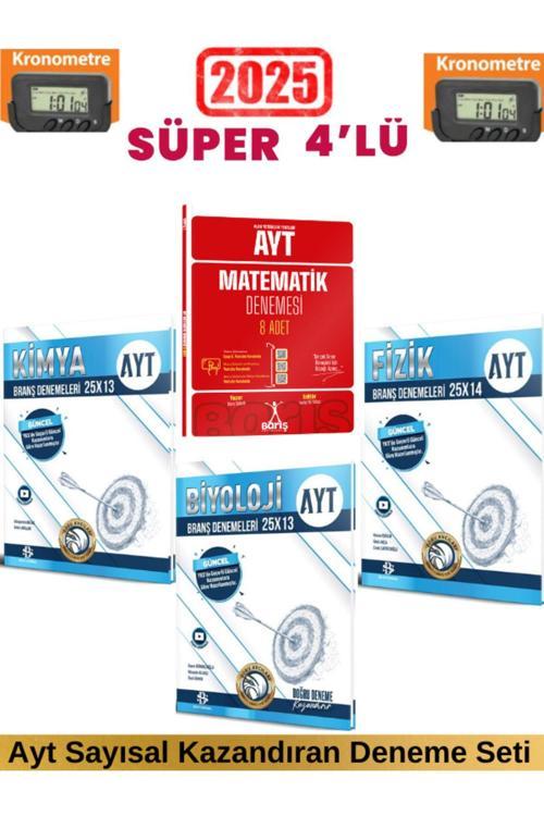 Ayt 2025 Fizik 25+Kimya 25+Biyoloji 25 Deneme+Barış Ayt Matematik 8 Deneme+Kronometre