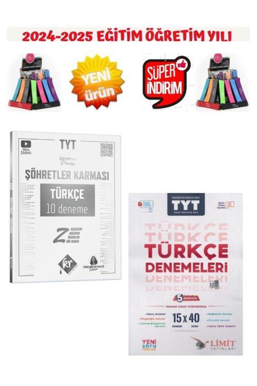 Şöhretler 2025 Tyt Türkçe 10 Deneme+Limit 2025 Tyt Türkçe 15x40 Deneme Seti+Kalemlik