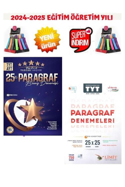 2025 Tyt-Ayt Yıldızlar Yarışıyor Paragraf 25 Li Deneme+Limit Tyt Paragraf 25x25 Deneme+Kalemlik