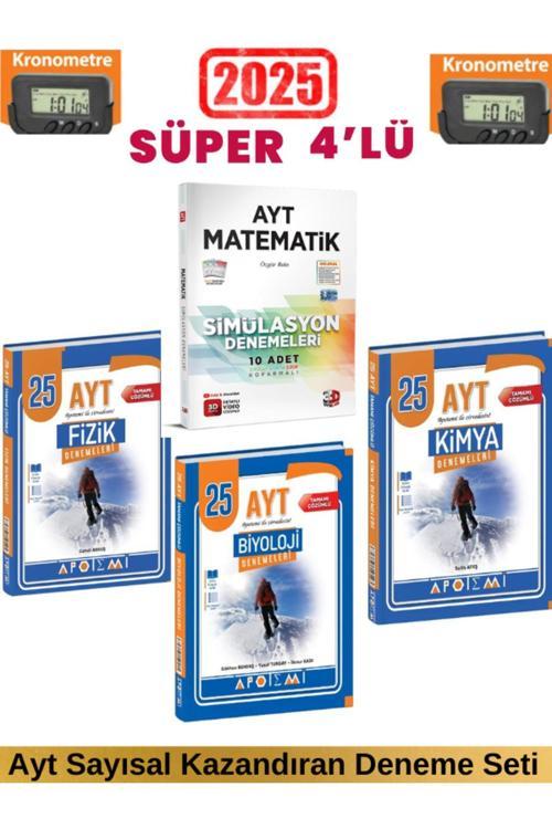 2025 3D Ayt Matematik 10 Deneme+Apotemi Ayt Fizik 25+Kimya 25+Biyoloji 25 Deneme Seti
