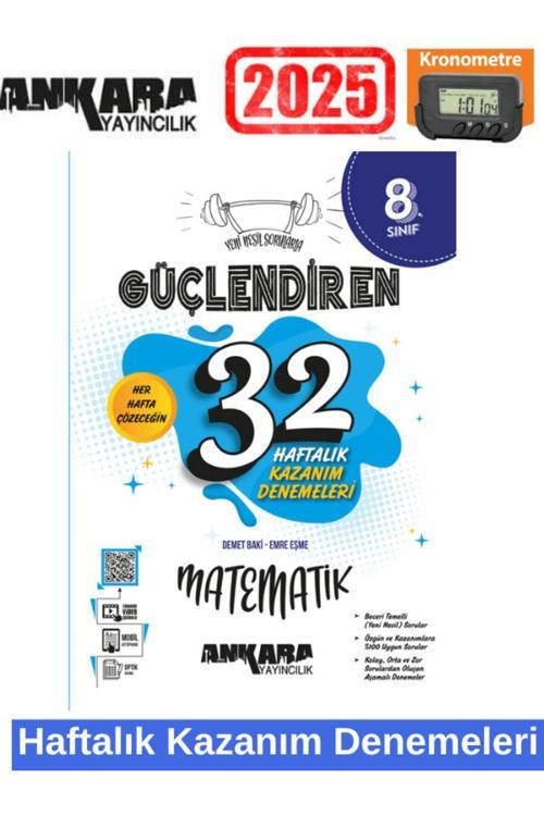 Güçlendiren 2025 8.Sınıf Lgs Kazandıran Matematik 32 Haftalık Branş Deneme +Kronometre
