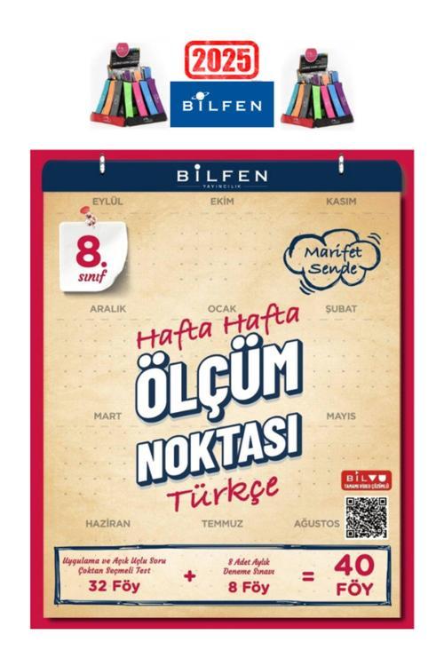 2025 8.Sınıf Türkçe Hafta Hafta Ölçüm Noktası(32 Föy Test+4Föy Deneme)+Kalemlik