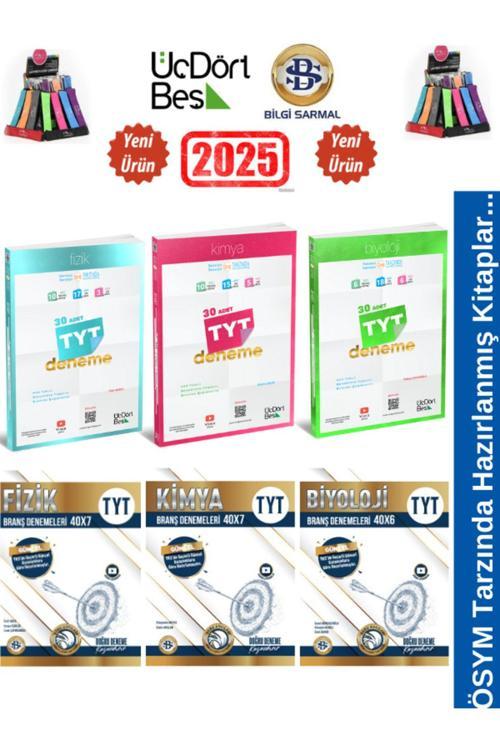 2025 Tyt Fizik+Kimya+Biyoloji Deneme+ÜçDörtBeş Tyt Fizik(30)+Biyoloji(30)+Kimya(30) Deneme Seti