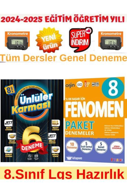 Ünlüler 8.Sınıf 6 Farklı Yayın Karma Deneme+Fenomen 2025 8.Sınıf Lgs 10 Genel Deneme