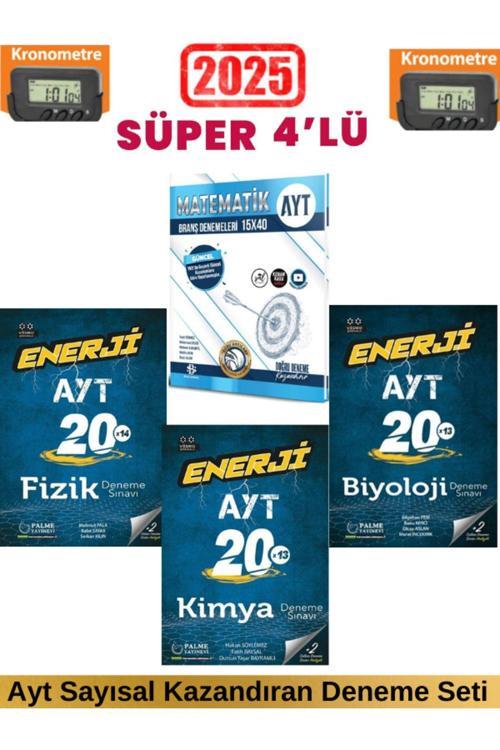 Güncel Ayt Enerji Fizik20+Kimya20+Biyoloji20 Deneme+Sarmal Ayt Matematik 15 li Deneme+Kronometre