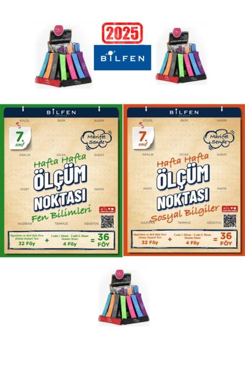 2025 7.Sınıf Fen-Sosyal  Hafta Hafta Ölçüm Noktası Uygulamalı Soru-Deneme Seti+Kalemlik