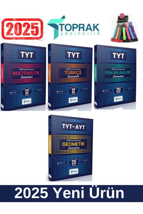 Toprak Yayınları 2025 Tyt Mat12-Fen20-Türkçe12-TytAyt Geo20 Deneme Seti+Kalemlik