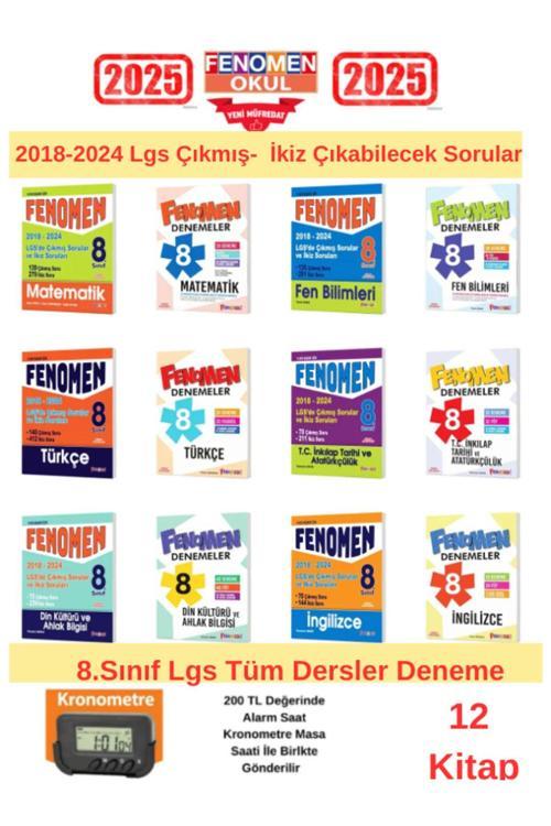Lgs 8. Sınıf Tüm Dersler Branş Denemeleri Ve Çıkmış Sorular 12li Set Kronometre