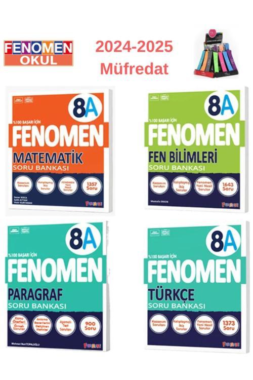 Güncel 8.Sınıf Matematik-Fen-Paragraf-Türkçe Soru Bankaları (A SET)Kolay( 4 Kitap )+Kalemlik