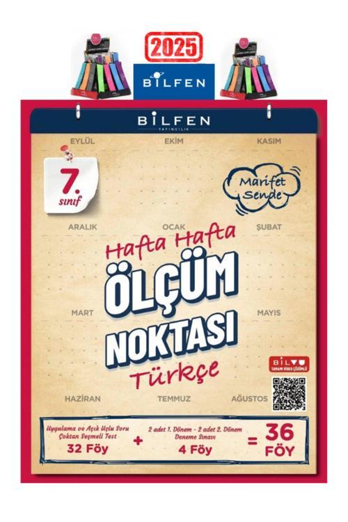 2025 7.Sınıf Türkçe Hafta Hafta Ölçüm Noktası(32 Föy Test+4Föy Deneme)+Kalemlik