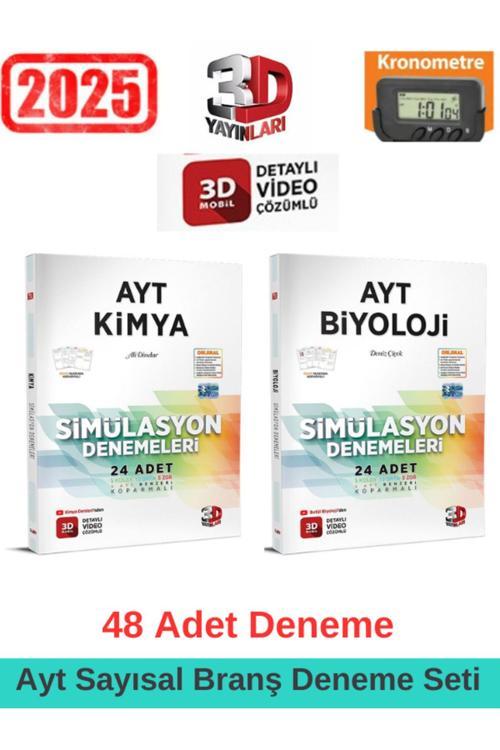 3D 2025 Simulasyon Kimya 24+Biyoloji 24 Video Çözümlü Branş Deneme Seti+Kronometre