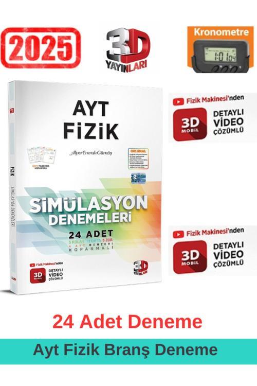 3D 2025 Simulasyon Fizik 24 Adet Video Çözümlü Branş Deneme+Kronometre