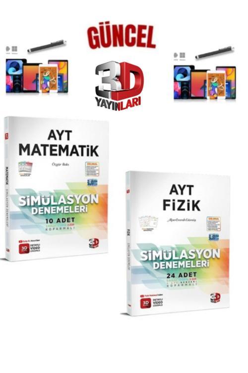 2025 3D Çözüm Ayt Matematik(10)-Fizik(24) 34 Adet Deneme Seti+Dokunmatik Kalem