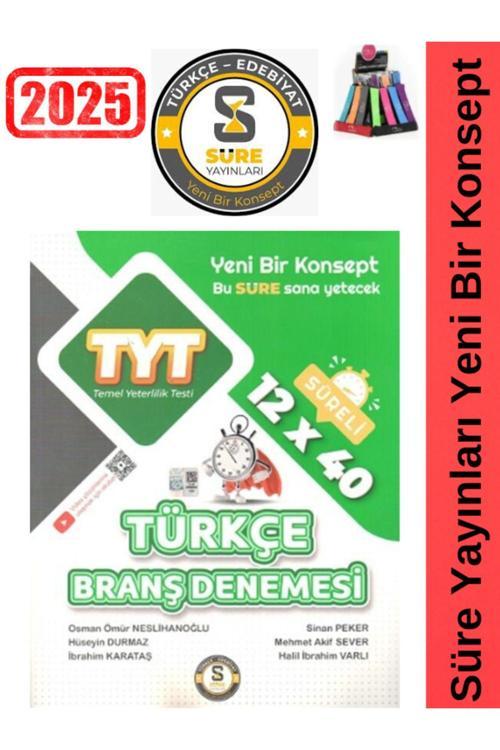Süre Yayınları 2025 Tyt Türkçe Süreli 12x40 Branş Video Çözümlü Deneme+Kalemlik