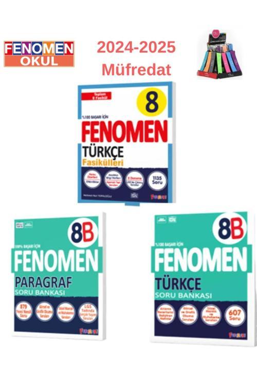 Güncel 8.Sınıf Türkçe Fasikül Konu +Türkçe(B)+Paragraf(B) Soru Süper Türkçe Set (3 Kitap)+Kalemlik