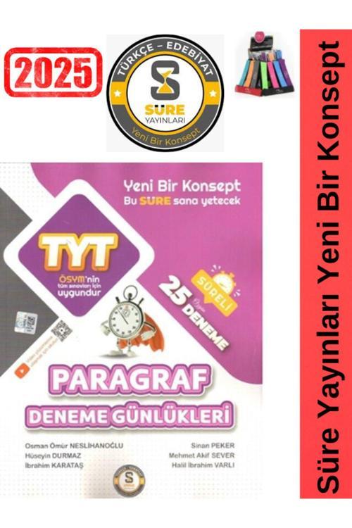 Süre Yayınları 2025 TytAyt Paragraf Süreli 25 Adet Branş Deneme+Kalemlik