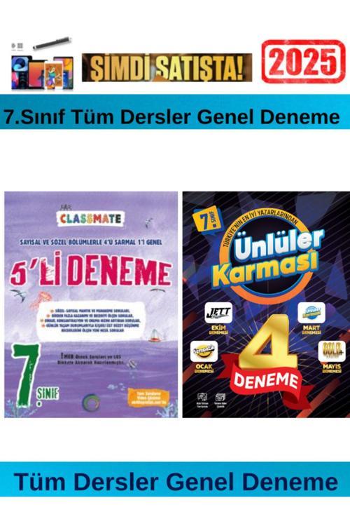 Classmate 7.Sınıf Tüm Dersler 7 li Deneme+Ünlüler Karması 7 .Sınıf Tüm Dersler 4 Genel Deneme