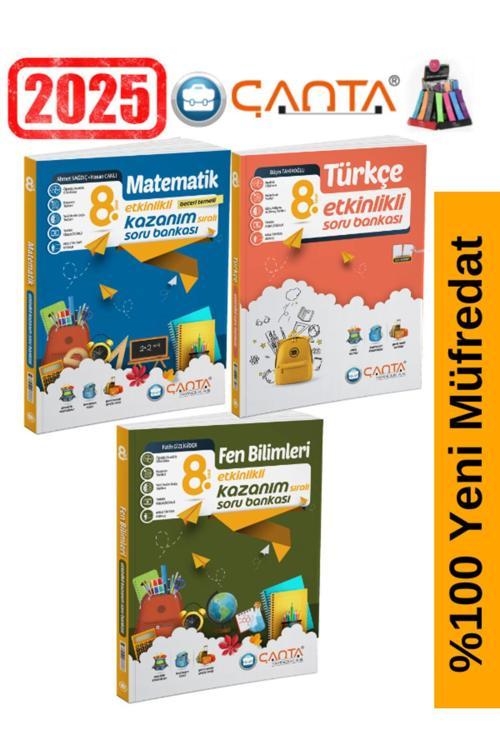 Çanta Yayınları 8.Sınıf Matematik-Türkçe-Fen  Video Çözümlü Etkinlikli Soru Bankası+Kalemlik