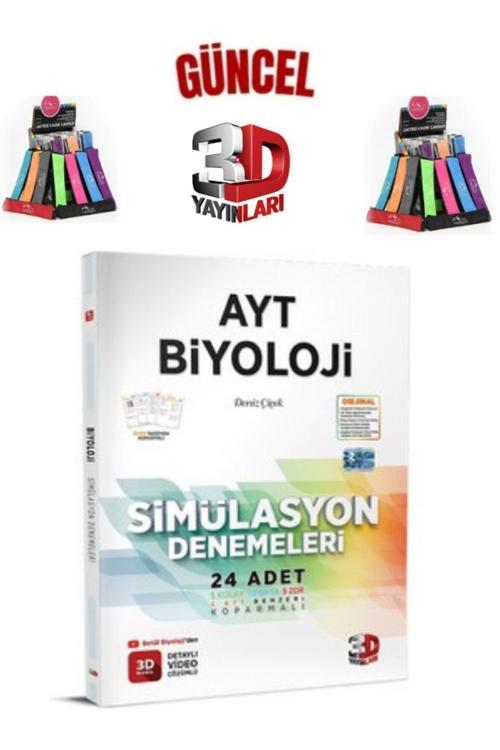 2025 3D Çözüm Yayınları Ayt Biyoloji 24 Adet Deneme Koparmalı+Cambridge Kalemlik