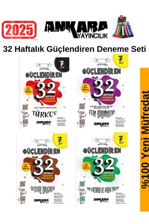 Güncel 2025 7.Sınıf Güçlendiren Türkçe-Fen-Sosyal-Din 32 Hafta Deneme Seti+Kalemlik