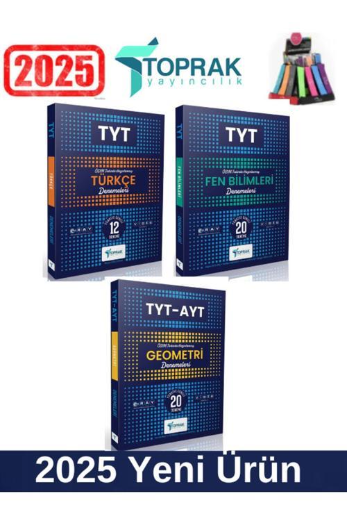 Toprak Yayınları 2025 Tyt Türkçe12 -Tyt Fen20-TytAyt Geo20 Deneme Seti+Kalemlik