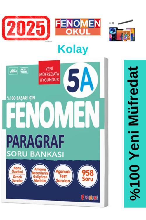 2025 5.Sınıf Paragraf-A (Kolay)958 Soru %100 Yeni Müfredat Soru Bankası +Kalem